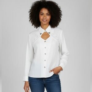Chic White Button-Down Women's Shirt